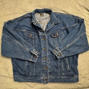 Vintage Lee Rider Trucker Denim Jacket Men's Size Large Made In USA!